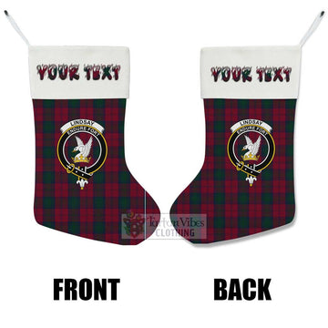 Lindsay Tartan Family Crest Christmas Stocking with Personalized Text