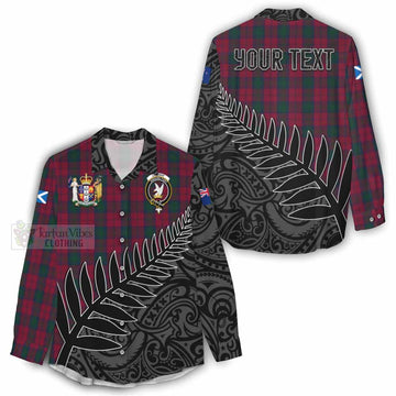 Lindsay Crest Tartan Women's Casual Shirt with New Zealand Silver Fern Half Style