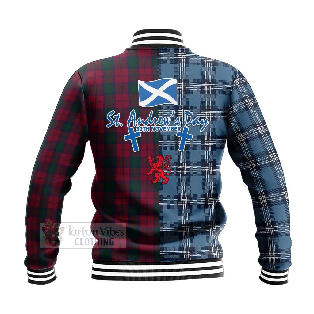 Tartan Vibes Clothing Lindsay Tartan Baseball Jacket Happy St. Andrew's Day Half Tartan Style