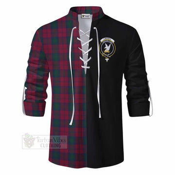 Lindsay Tartan Ghillie Kilt Shirt with Family Crest and Half Of Me Style