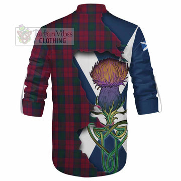 Lindsay Tartan Family Crest Ghillie Kilt Shirt Scottish Thistle Celtic Inspired - Tartan Vibes Clothing