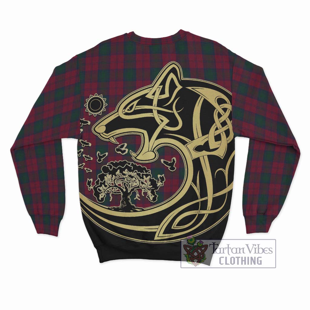 Tartan Vibes Clothing Lindsay Tartan Sweatshirt with Family Crest Celtic Wolf Style