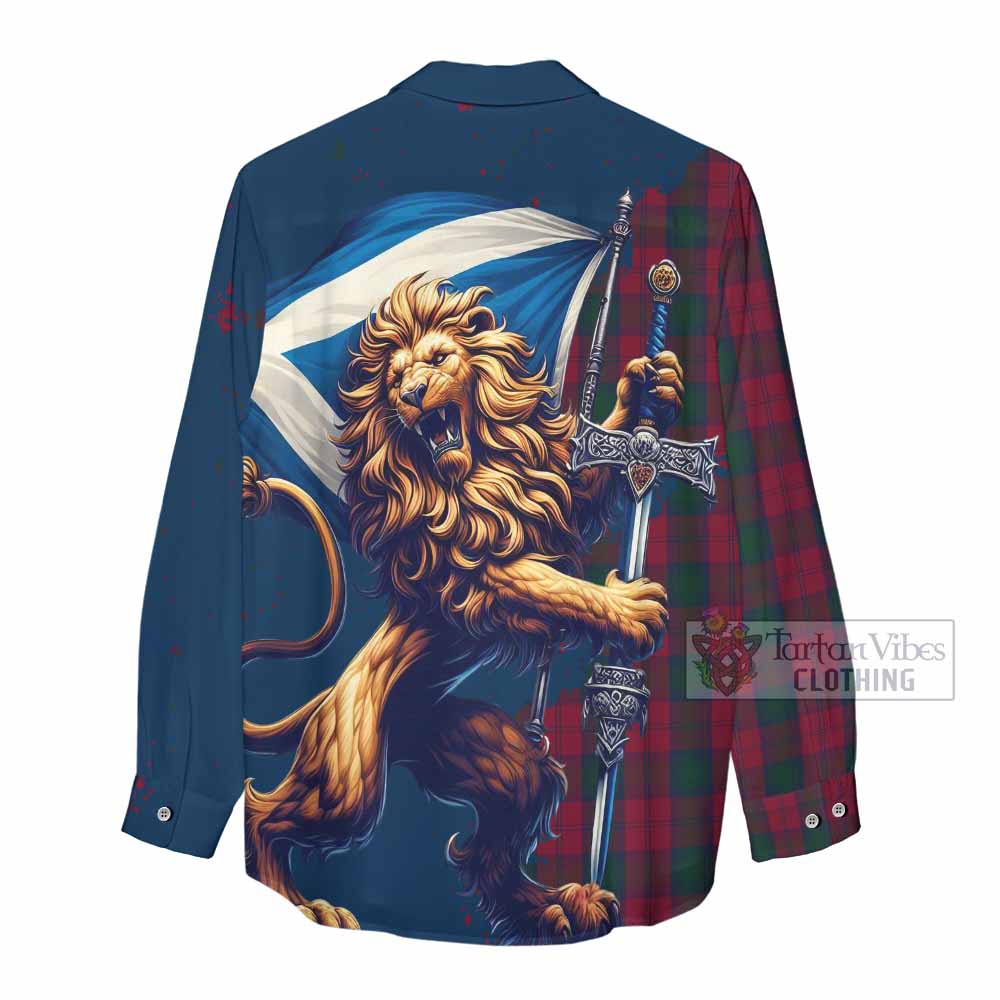 Tartan Vibes Clothing Lindsay Tartan Family Crest Women's Casual Shirt with Scottish Majestic Lion