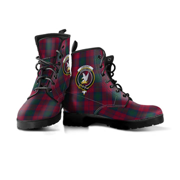 Lindsay Tartan Leather Boots with Family Crest