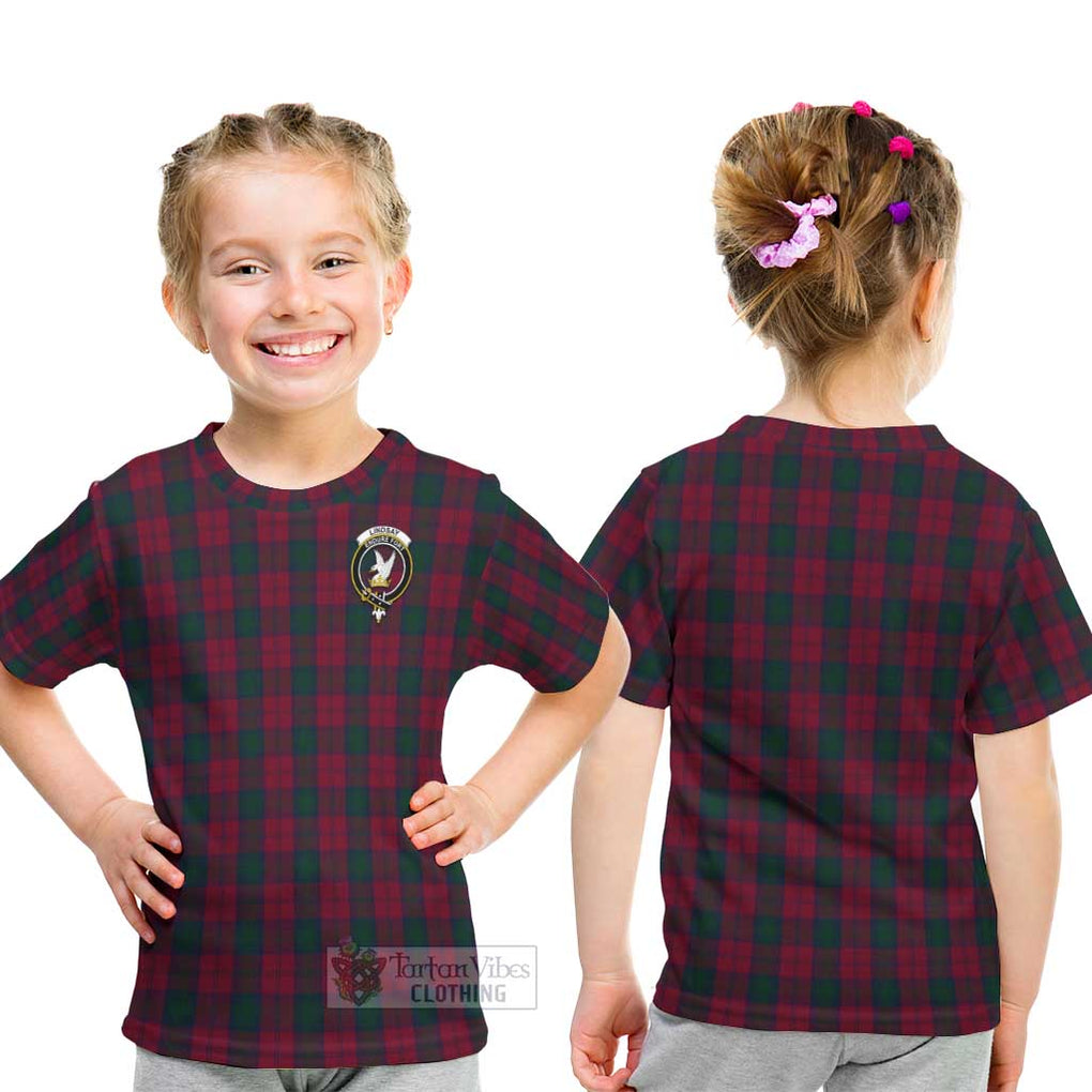 Lindsay Tartan Kid T-Shirt with Family Crest - Tartan Vibes Clothing
