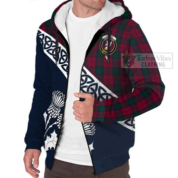 Lindsay Tartan Sherpa Hoodie Featuring Thistle and Scotland Map