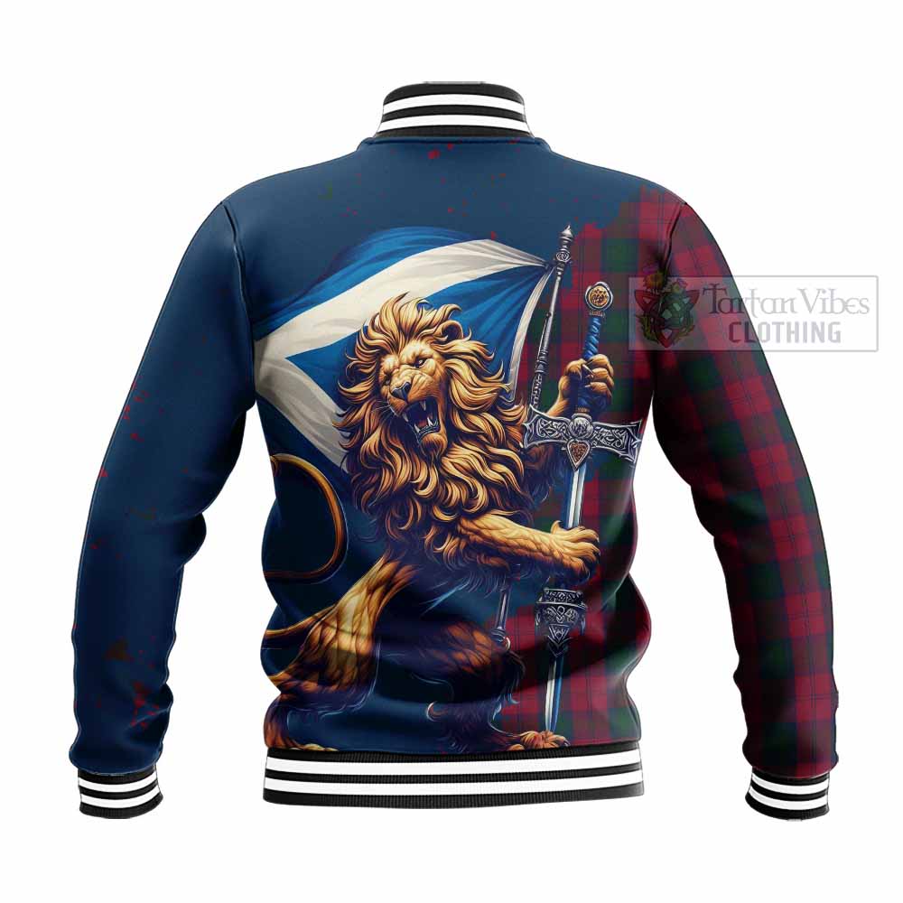 Tartan Vibes Clothing Lindsay Tartan Family Crest Baseball Jacket with Scottish Majestic Lion