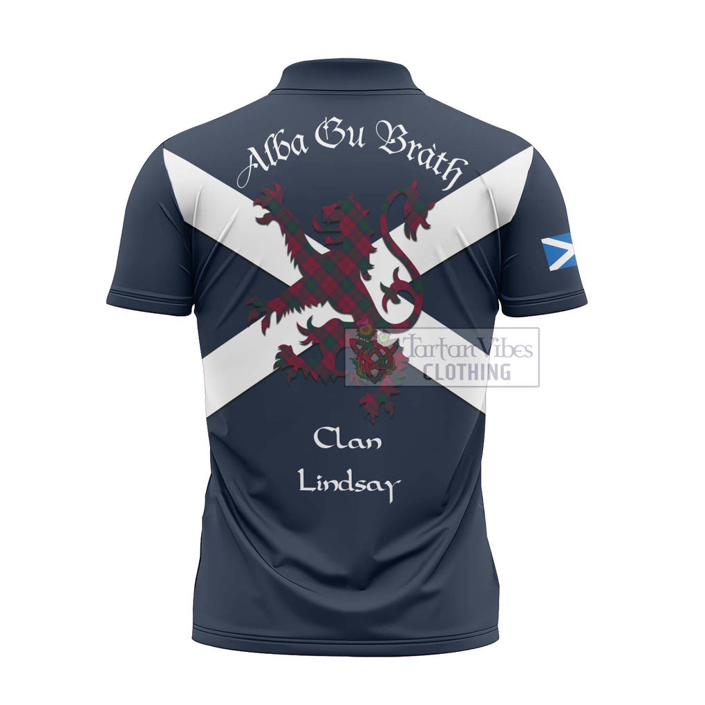 Tartan Vibes Clothing Lindsay Tartan Lion Rampant Zipper Polo Shirt – Proudly Display Your Heritage with Alba Gu Brath and Clan Name