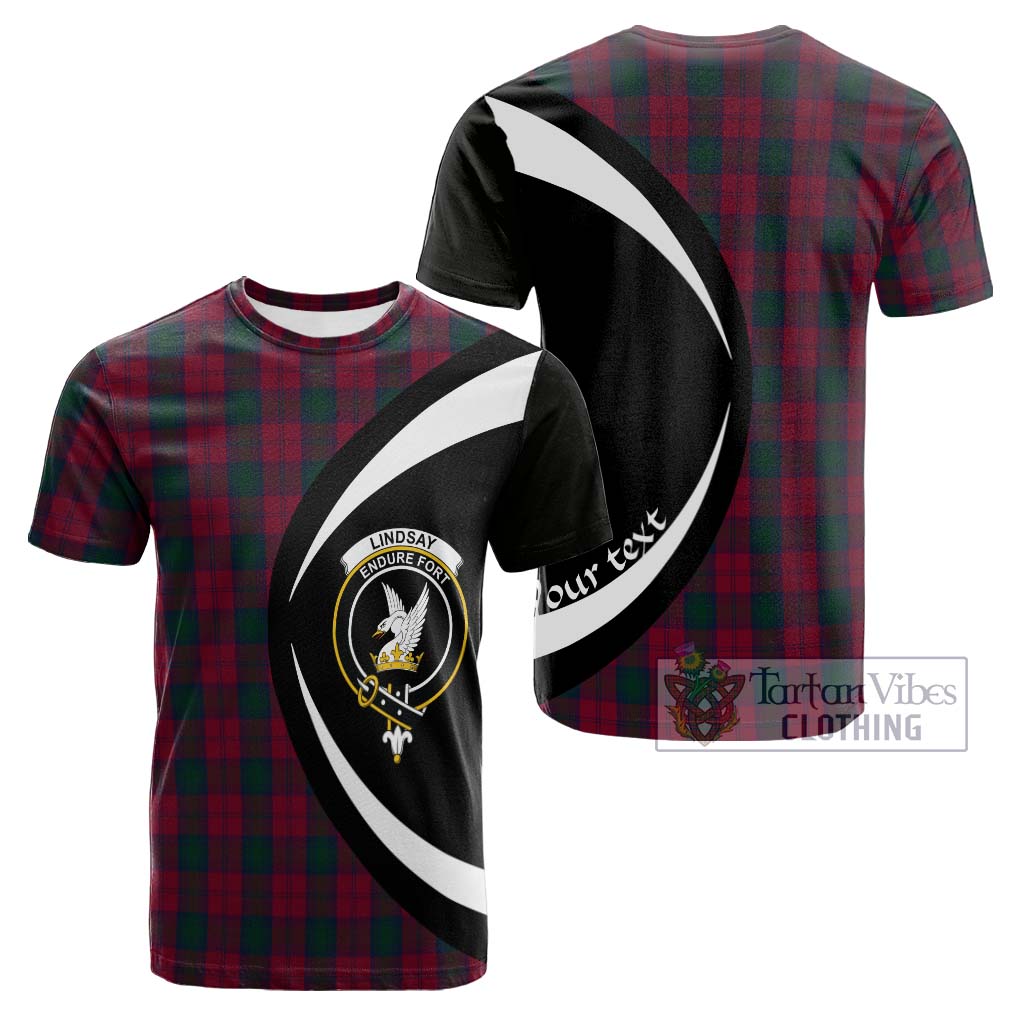 Tartan Vibes Clothing Lindsay Tartan Cotton T-shirt with Family Crest Circle Style