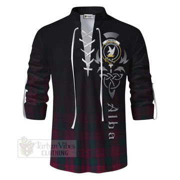 Lindsay Tartan Ghillie Kilt Shirt Featuring Alba Gu Brath Family Crest Celtic Inspired