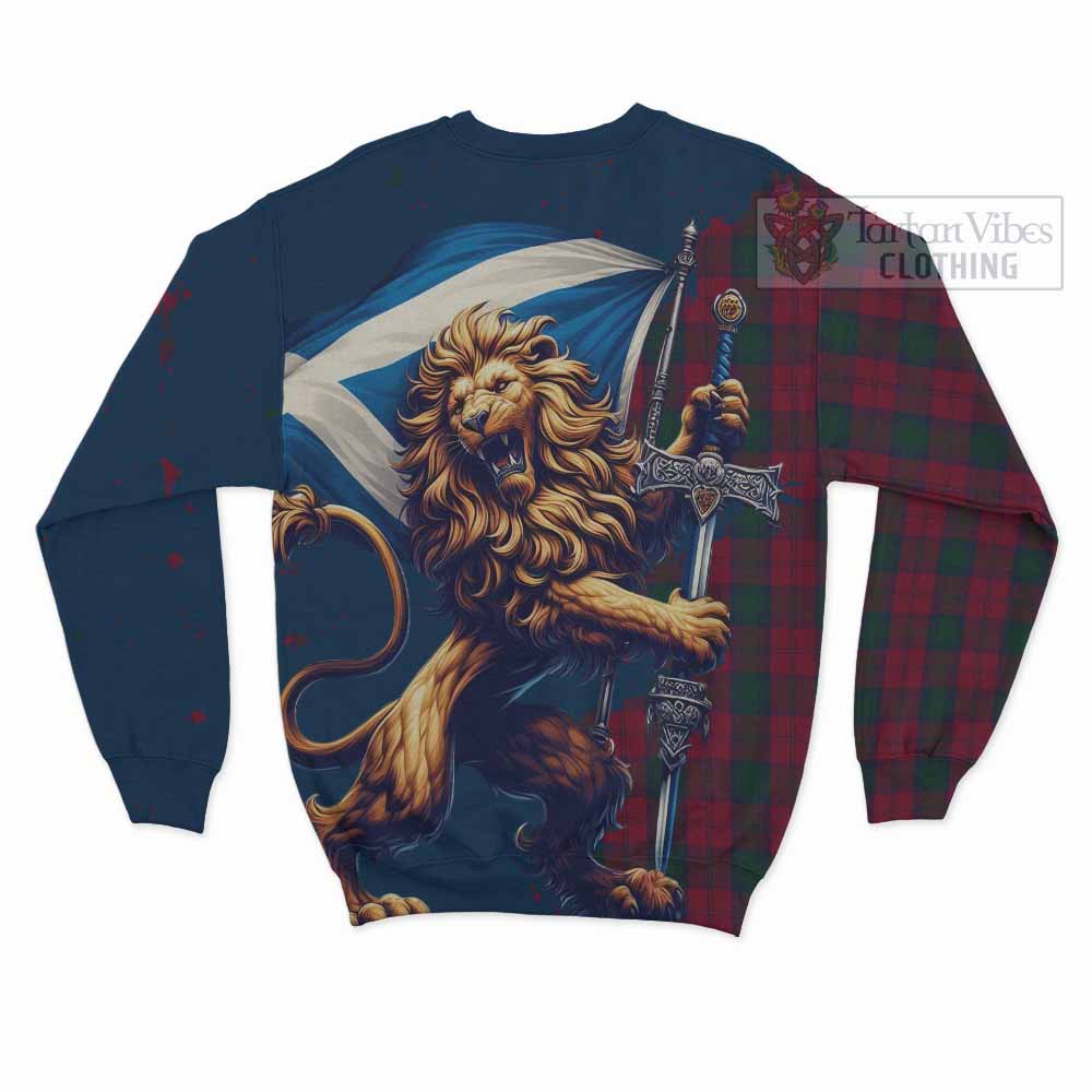 Tartan Vibes Clothing Lindsay Tartan Family Crest Sweatshirt with Scottish Majestic Lion