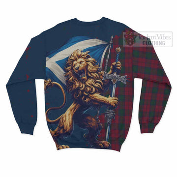 Lindsay Tartan Family Crest Sweatshirt with Scottish Majestic Lion