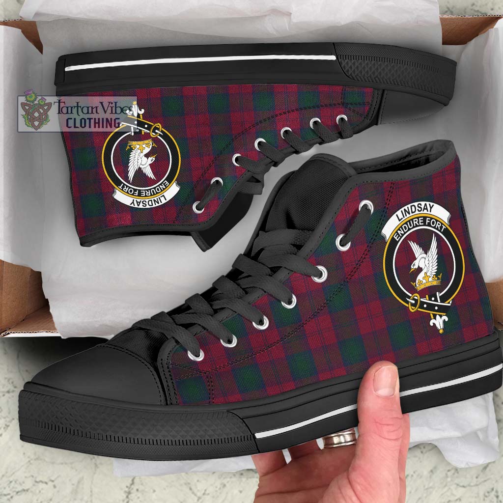 Tartan Vibes Clothing Lindsay Tartan High Top Shoes with Family Crest