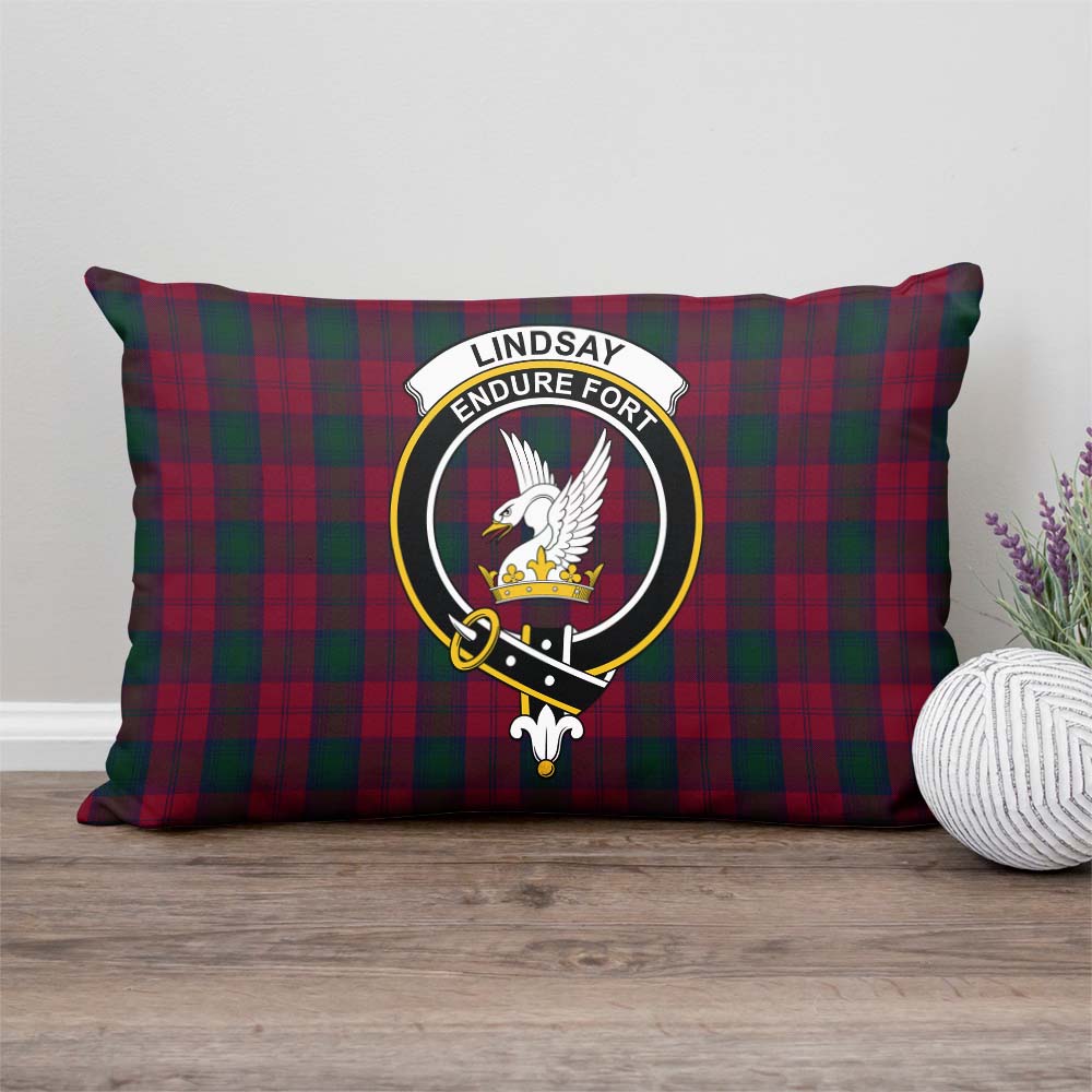 Lindsay Tartan Pillow Cover with Family Crest Rectangle Pillow Cover - Tartanvibesclothing