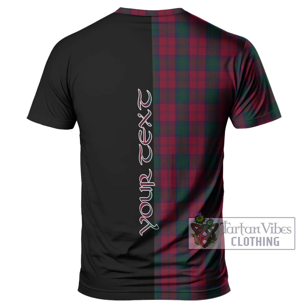 Lindsay Tartan T-Shirt with Family Crest and Half Of Me Style - Tartanvibesclothing Shop