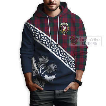 Lindsay Tartan Hoodie Featuring Thistle and Scotland Map