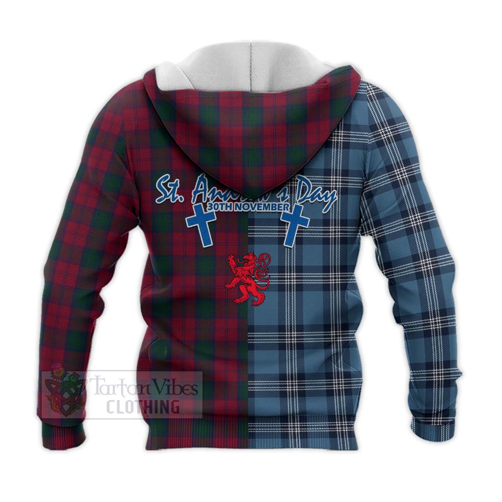 Tartan Vibes Clothing Lindsay Tartan Knitted Hoodie Happy St. Andrew's Day Half Tartan Style