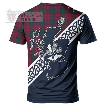 Lindsay Tartan T-Shirt Featuring Thistle and Scotland Map