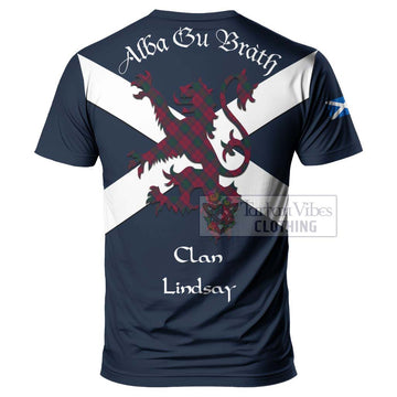 Lindsay Tartan Lion Rampant T-Shirt Proudly Display Your Heritage with Alba Gu Brath and Clan Name