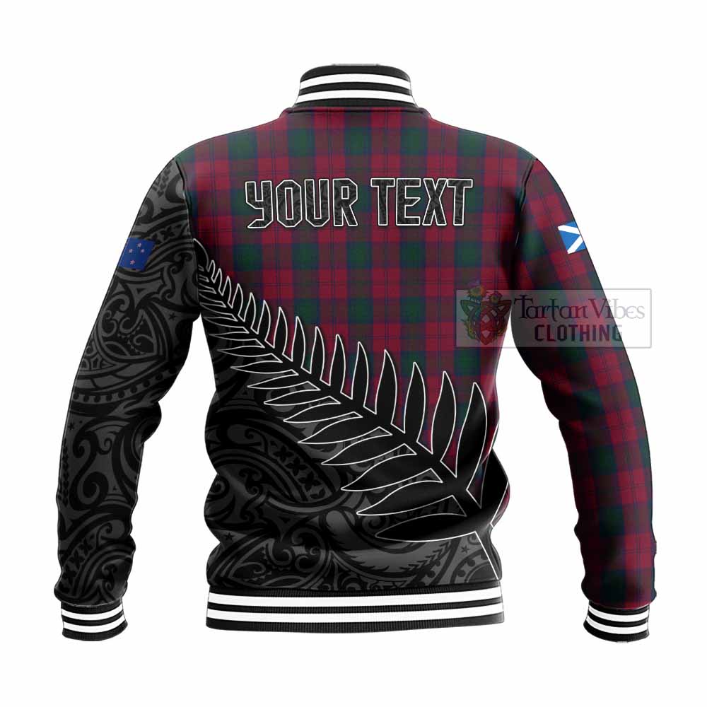 Tartan Vibes Clothing Lindsay Crest Tartan Baseball Jacket with New Zealand Silver Fern Half Style