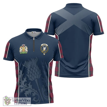 Lindsay Tartan Zipper Polo Shirt with Family Crest and Scottish Thistle Vibes Sport Style