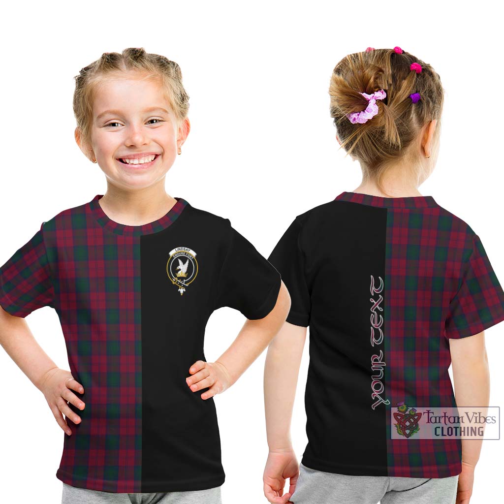 Tartan Vibes Clothing Lindsay Tartan Kid T-Shirt with Family Crest and Half Of Me Style