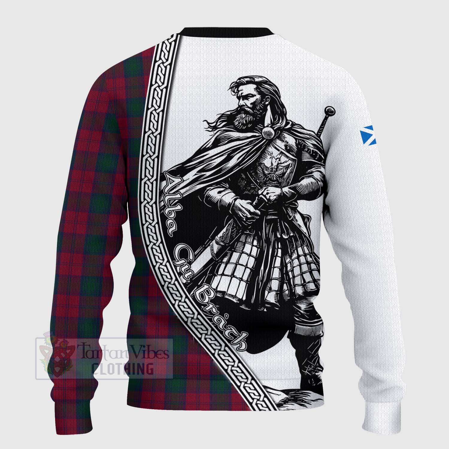 Tartan Vibes Clothing Lindsay Tartan Clan Crest Knitted Sweater with Highlander Warrior Celtic Style