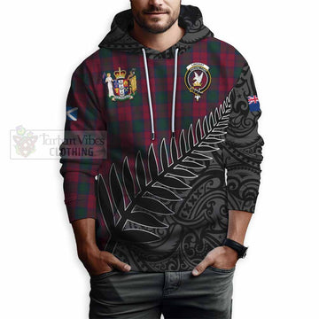 Lindsay Crest Tartan Hoodie with New Zealand Silver Fern Half Style