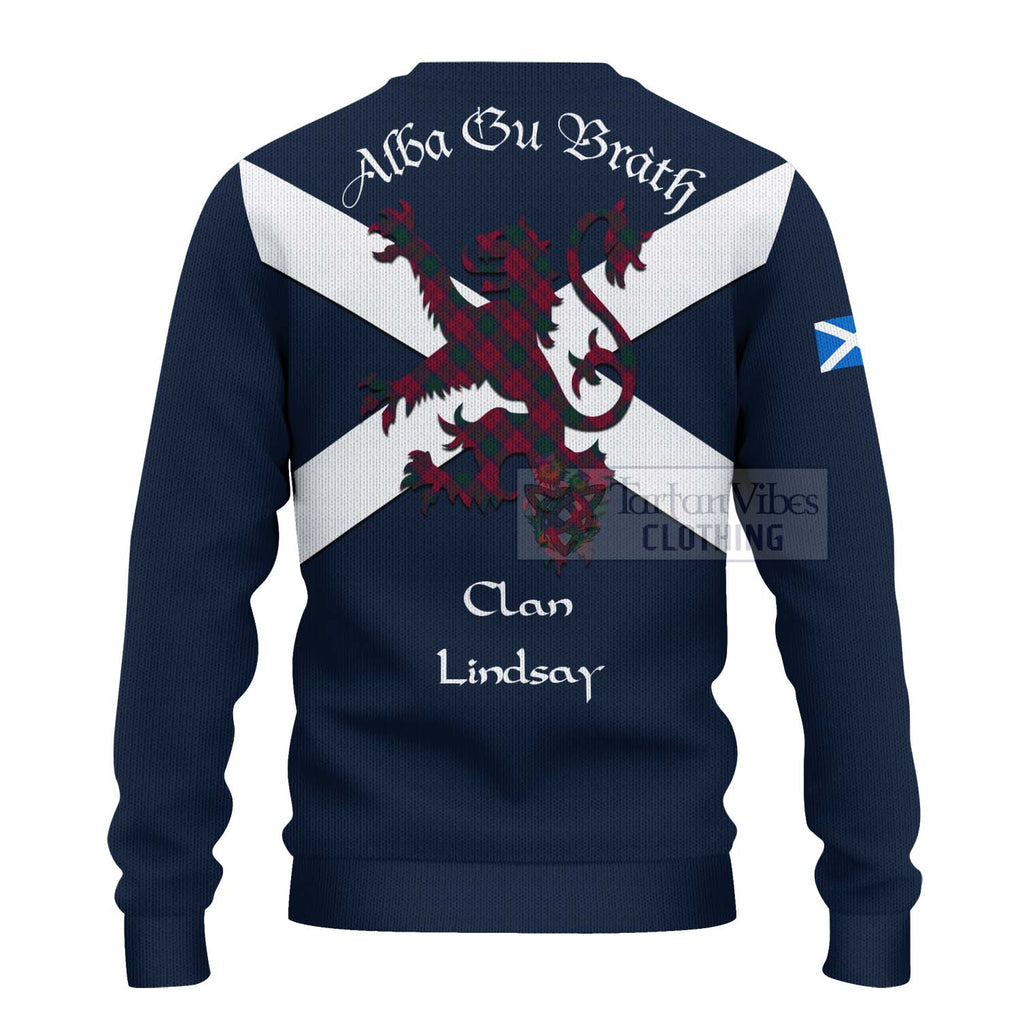 Tartan Vibes Clothing Lindsay Tartan Lion Rampant Knitted Sweater – Proudly Display Your Heritage with Alba Gu Brath and Clan Name