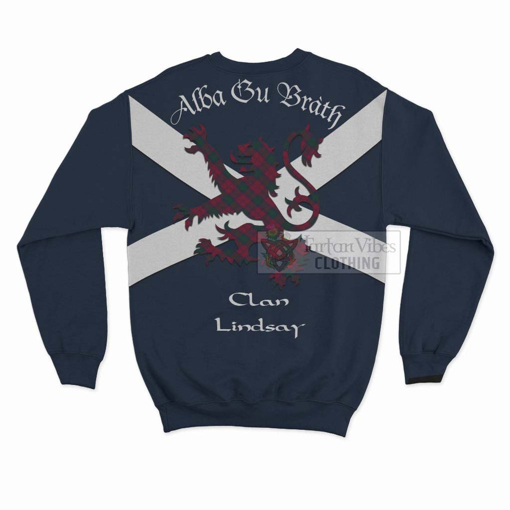 Tartan Vibes Clothing Lindsay Tartan Lion Rampant Sweatshirt – Proudly Display Your Heritage with Alba Gu Brath and Clan Name