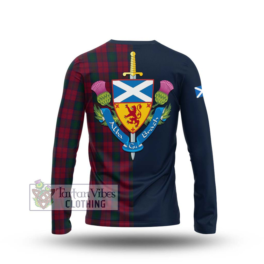 Tartan Vibes Clothing Lindsay Tartan Long Sleeve T-Shirt with Scottish Lion Royal Arm Half Style