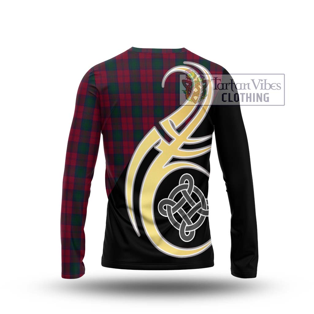 Lindsay Tartan Long Sleeve T-Shirt with Family Crest and Celtic Symbol Style - Tartan Vibes Clothing