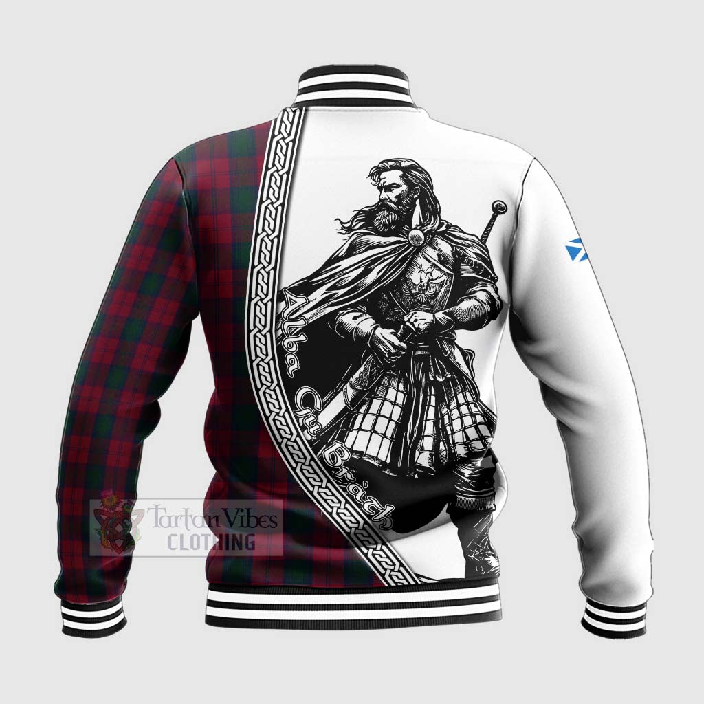 Tartan Vibes Clothing Lindsay Tartan Clan Crest Baseball Jacket with Highlander Warrior Celtic Style