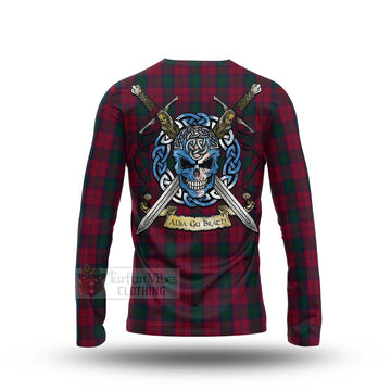 Lindsay Tartan Long Sleeve T-Shirt with Family Crest Celtic Skull Style