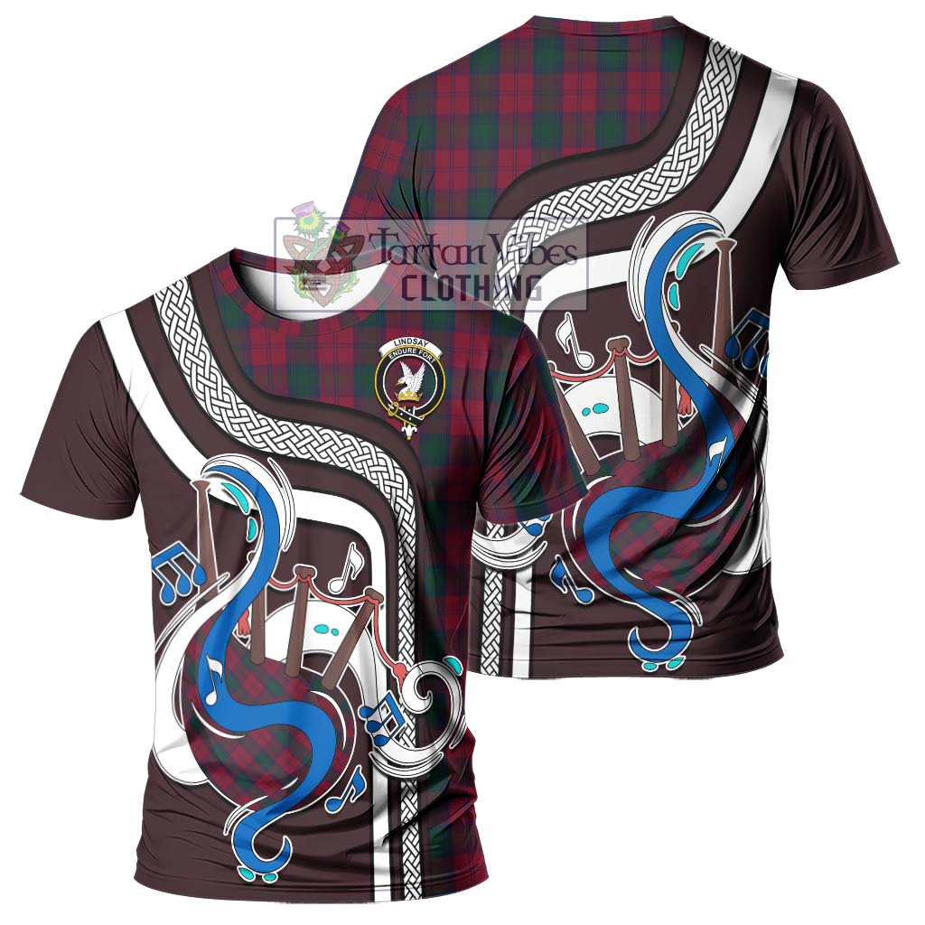 Tartan Vibes Clothing Lindsay Tartan T-Shirt with Epic Bagpipe Style