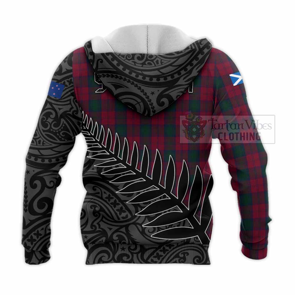 Tartan Vibes Clothing Lindsay Crest Tartan Knitted Hoodie with New Zealand Silver Fern Half Style