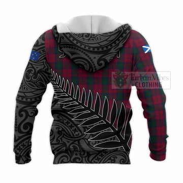 Lindsay Crest Tartan Knitted Hoodie with New Zealand Silver Fern Half Style