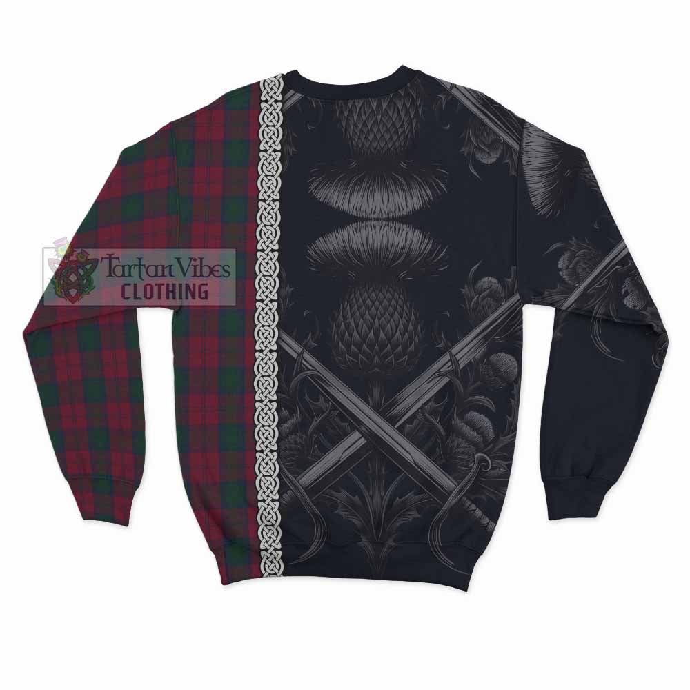 Tartan Vibes Clothing Lindsay Tartan Sweatshirt with Family Crest Cross Sword Thistle Celtic Vibes