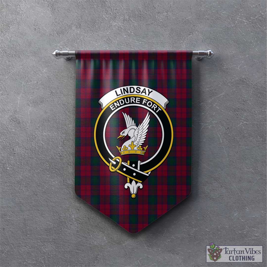 Tartan Vibes Clothing Lindsay Tartan Gonfalon, Tartan Banner with Family Crest