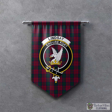 Lindsay Tartan Gonfalon, Tartan Banner with Family Crest