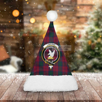 Lindsay Tartan Christmas Santa Hats with Family Crest