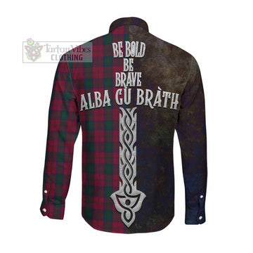 Lindsay Tartan Family Crest Long Sleeve Button Shirt Alba Gu Brath Be Brave Lion Ancient Style Men's Shirt - Tartan Vibes Clothing