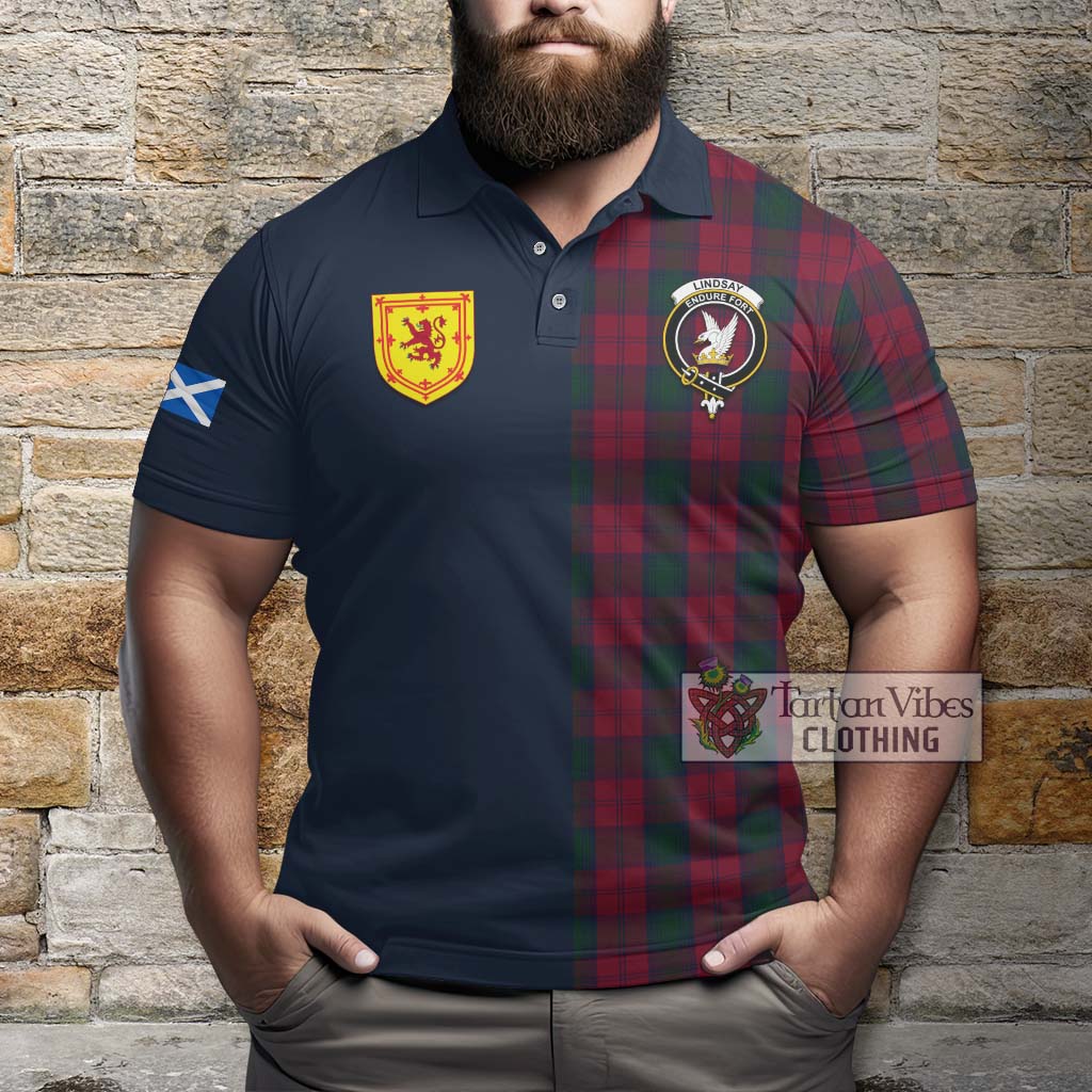 Tartan Vibes Clothing Lindsay Tartan Polo Shirt with Scottish Lion Royal Arm Half Style