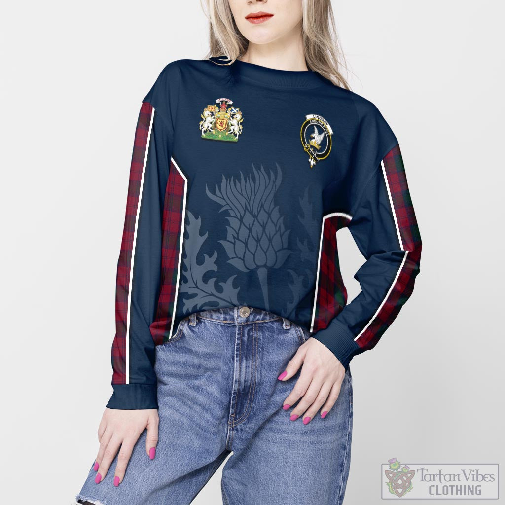 Tartan Vibes Clothing Lindsay Tartan Sweatshirt with Family Crest and Scottish Thistle Vibes Sport Style