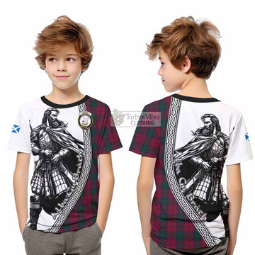 Lindsay Tartan Clan Crest Kid T-Shirt with Highlander Warrior Celtic Style - Tartan Vibes Clothing