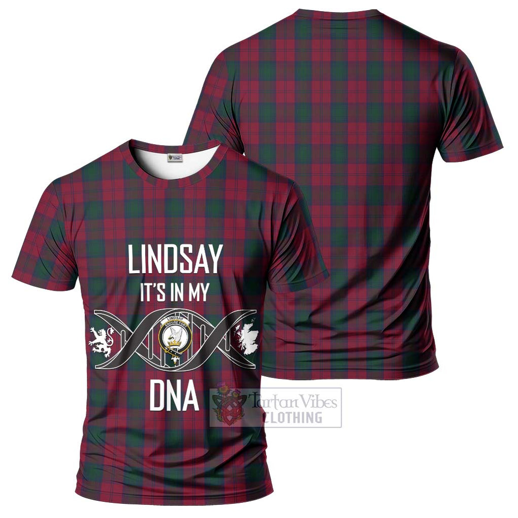 Lindsay Tartan T-Shirt with Family Crest DNA In Me Style - Tartan Vibes Clothing