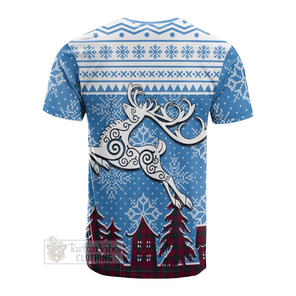 Tartan Vibes Clothing Lindsay Clan Christmas Cotton T-shirt Celtic Reindeer Style