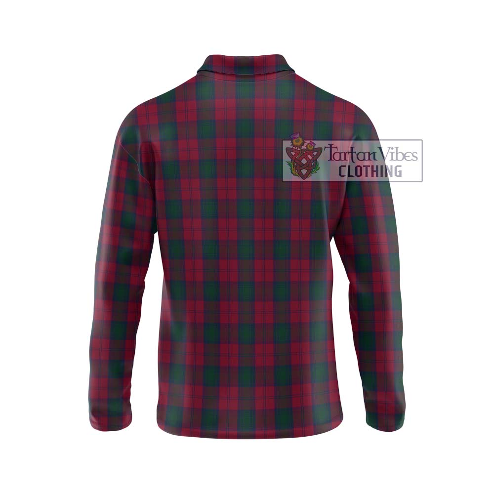 Lindsay Tartan Long Sleeve Polo Shirt with Family Crest DNA In Me Style - Tartanvibesclothing Shop