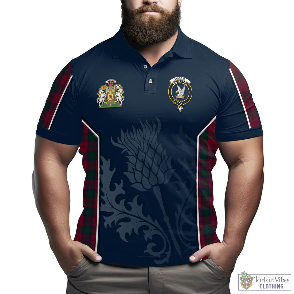 Tartan Vibes Clothing Lindsay Tartan Men's Polo Shirt with Family Crest and Scottish Thistle Vibes Sport Style