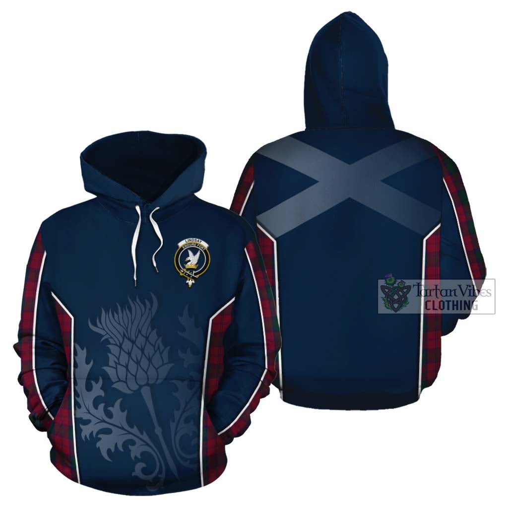 Tartan Vibes Clothing Lindsay Tartan Cotton Hoodie with Family Crest and Scottish Thistle Vibes Sport Style